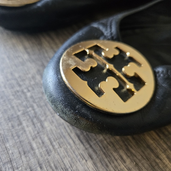 Tory Burch Black Leather Ballet Flats, Size 9M - Picture 3 of 16